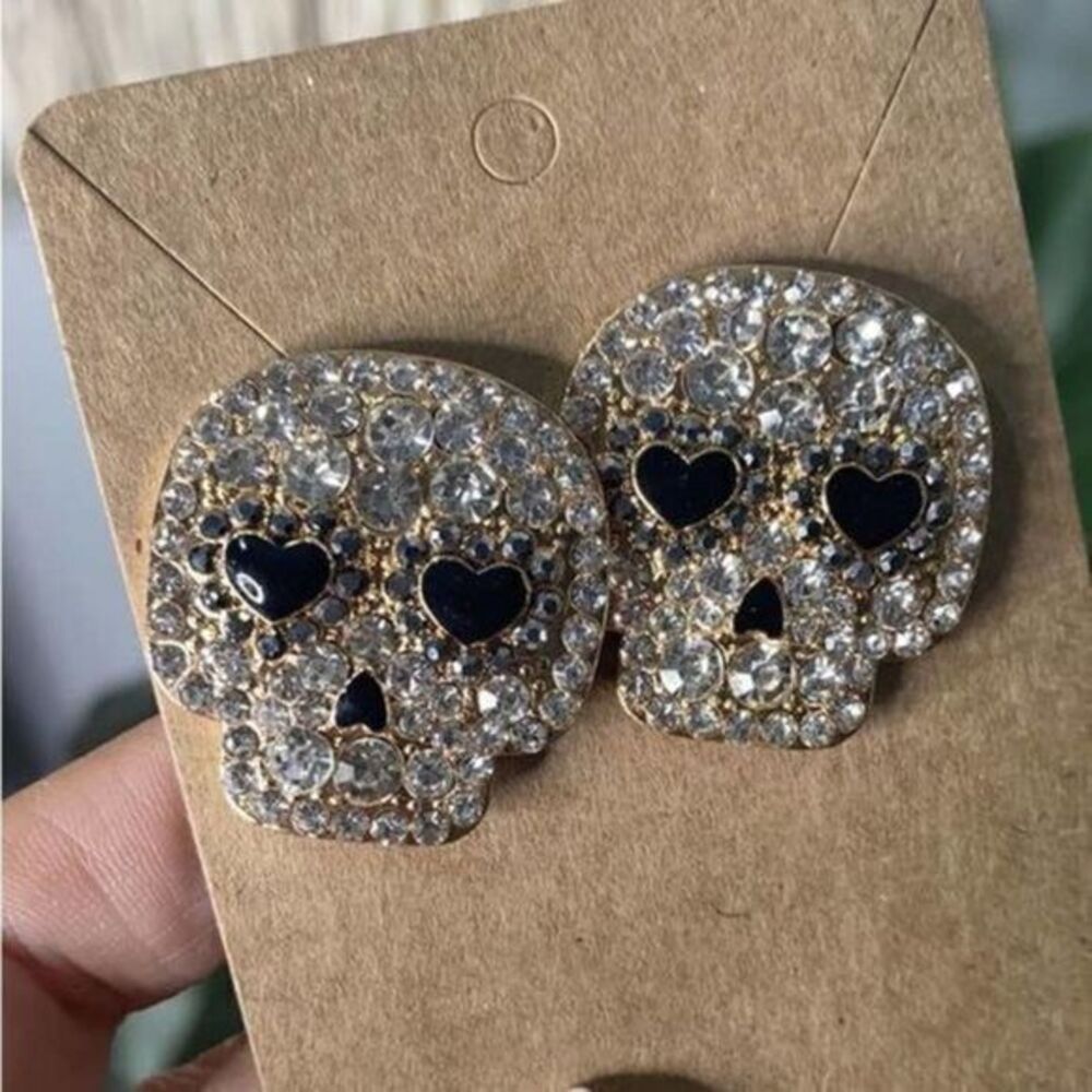 Rhinestone Halloween Skull Skeleton Stud Earrings
